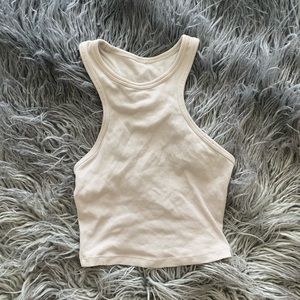 LULU RIBBED HIGH NECK TANK